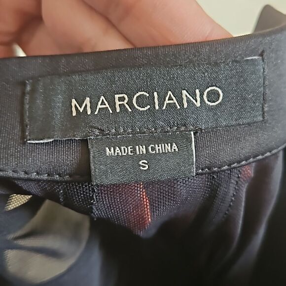 HP Marciano Cocktail Bodycon Midi  Dress With Sheer Back Small Black - Picture 9 of 16